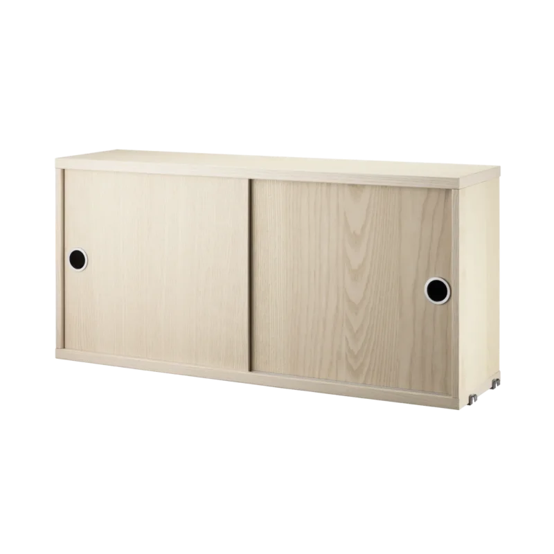 String Furniture Schrank mit Schiebetüren B78 x T20 x H37, Esche