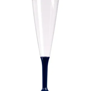 Flûte à champagne avec pied bleu marine en plastique