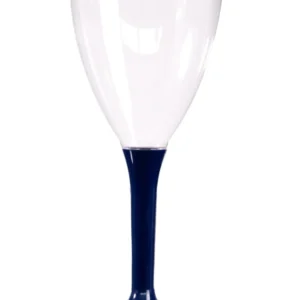 Verre à vin en plastique pour fête avec pied bleu marine 160 ml