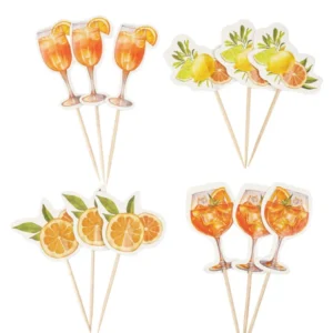 Pics fizz agrume pour cocktails papier crème orange et jaune