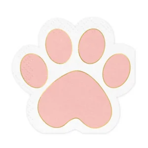 Serviettes en papier pattes de chat rose pastel et doré