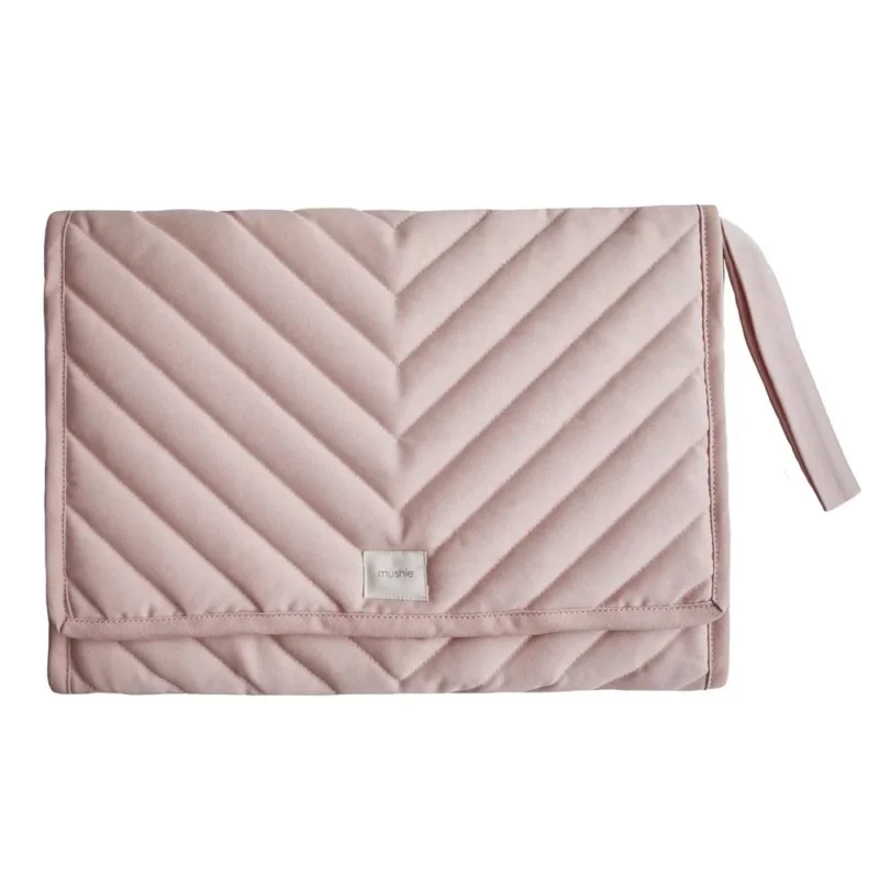 Mushie Tragbare Wickelunterlage, Blush, aus 100% Bio-Baumwolle