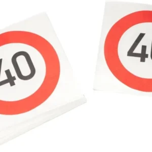 40 Jaar Servetten Verkeersbord 33cm 20st van VDV Benefit koop je bij Partywinkel