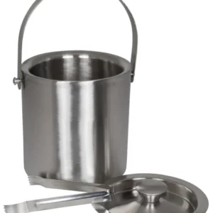 Eiseimer mit Zange aus Edelstahl – Doppelwandiger Luxus Eiswürfelbehälter mit Deckel für Bar & Party