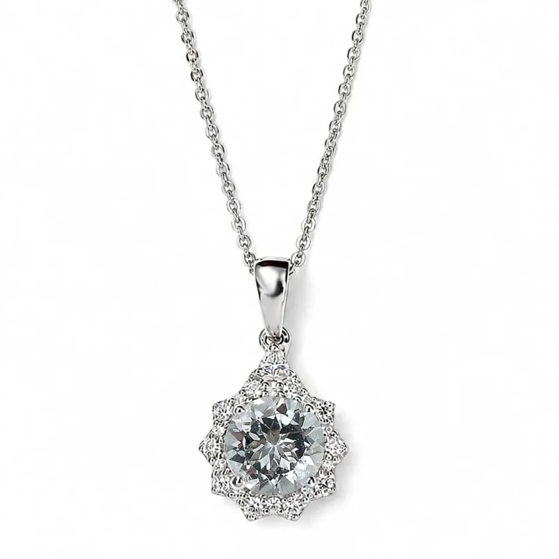 D'Joy AA Aquamarin, Moissanit Schmuckset ca. 45 cm 925 Silber Rhodiniert ca. 1,45 ct.