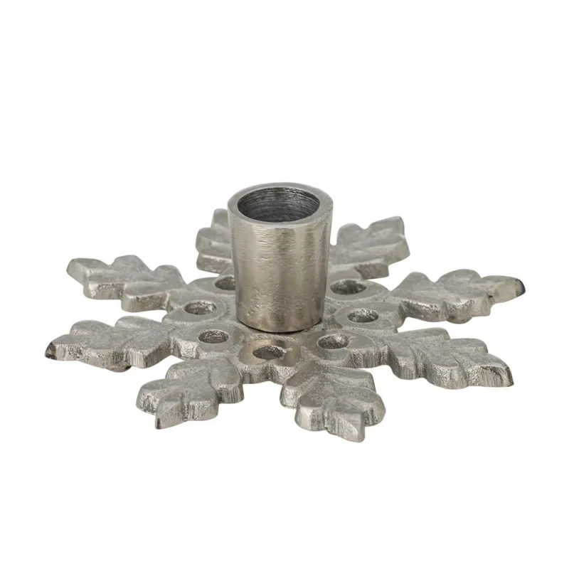 Bloomingville Kashi Kerzenhalter Silber Metall Schneeflocke Weihnachtsdeko