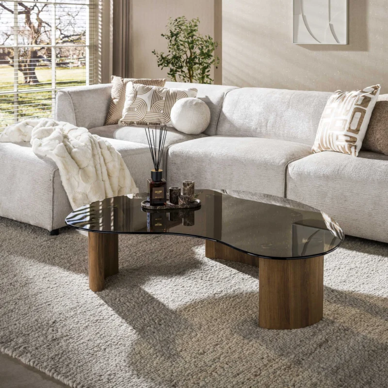 TINTO Couchtisch 130cm / Bronzefarbenes Glas