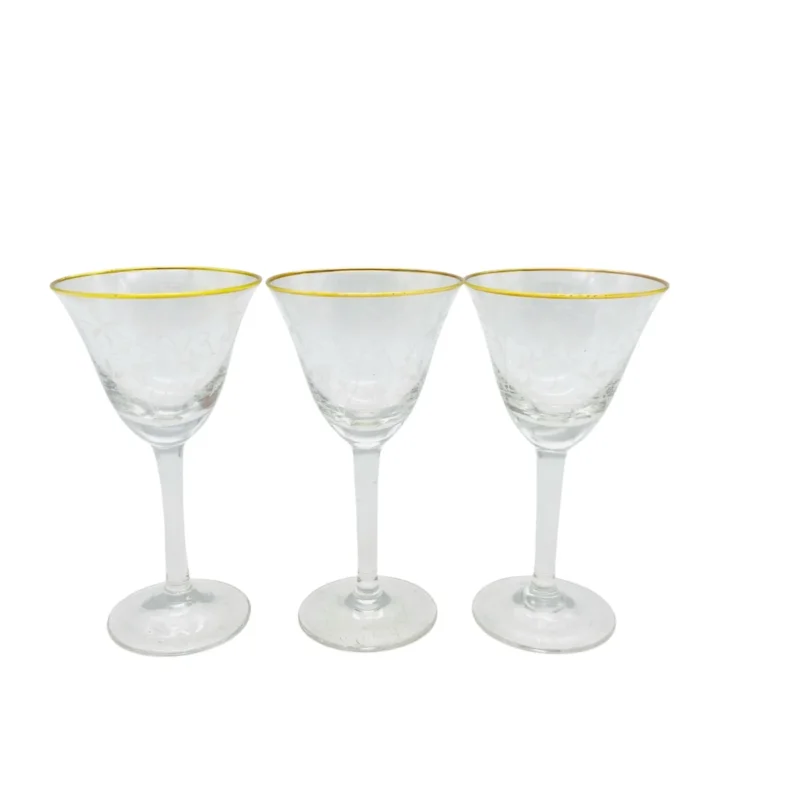 Spiegelau Likörgläser Gläser H 9,9 cm Goldrand 60er Vintage 3er Set Weinreben