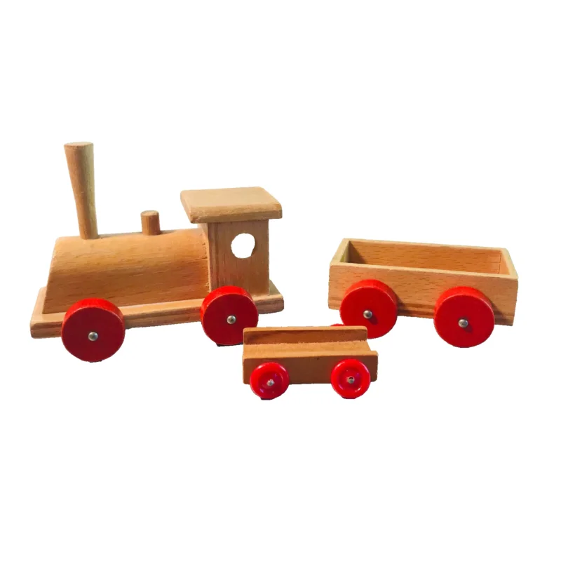 Antiker alter Holz Spielzeug Zug mit Lok und Wagons VINTAGE Spiel Gut