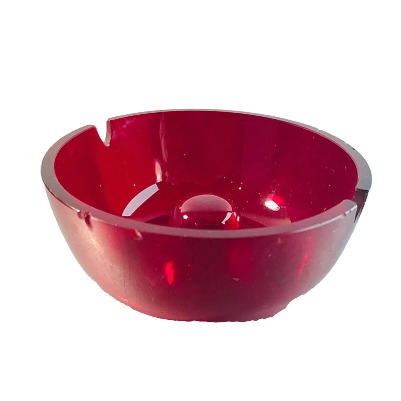 MID CENTURY Ascher rot Aschenbecher 10,6 cm 50er 60er Glas