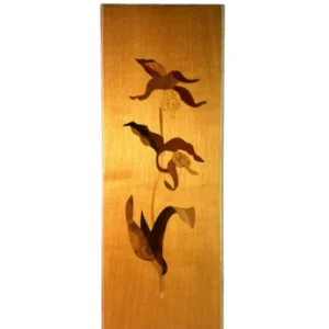 MID CENTURY Bild 50er 60er Intarsien Orchideen Holzbild 39 x 13,5 cm