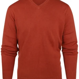 Baumwollpullover mit V-Ausschnitt | Braun