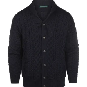 Irische Zopfstrickjacke | Marineblau