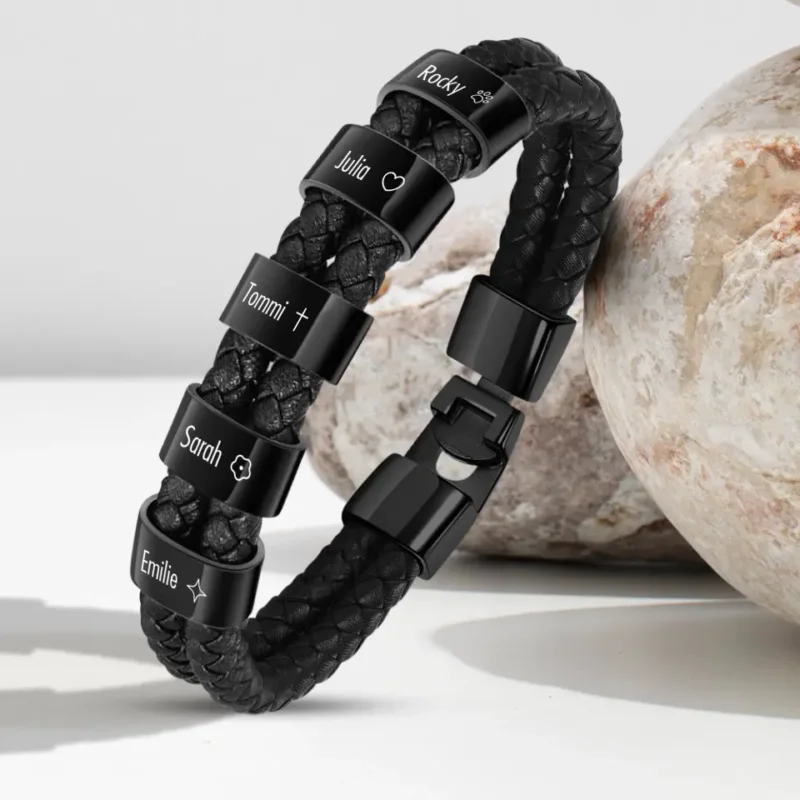 Personalisiertes Lederarmband mit Gravur für die Familie – Familienbande