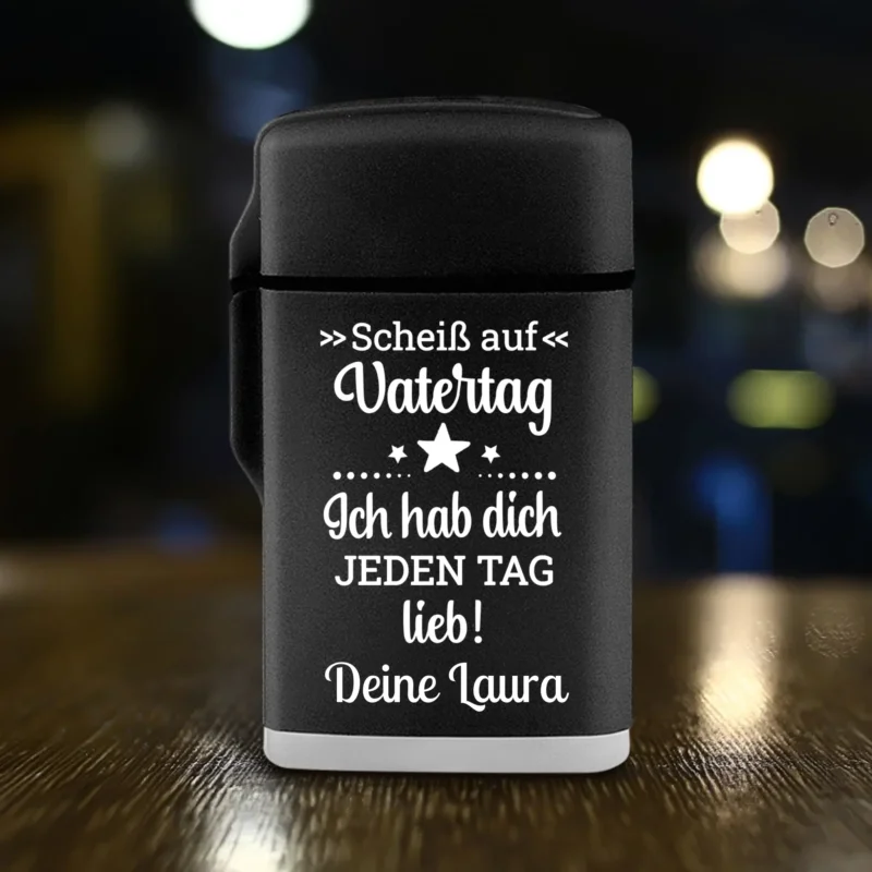Personalisiertes Sturmfeuerzeug Vatertag mit Druck für Mama & Papa
