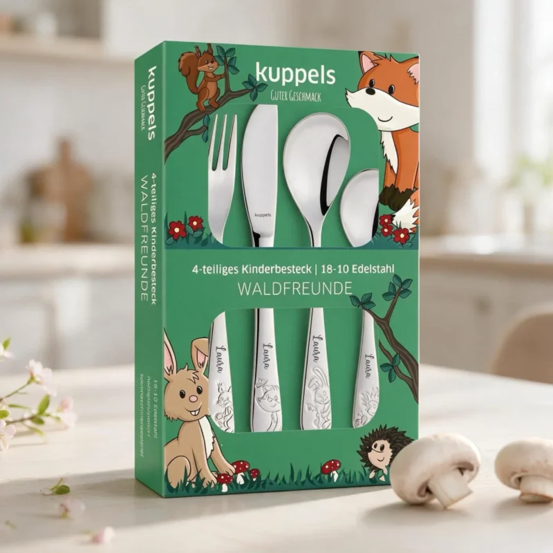Personalisiertes Kinderbesteck mit Namen Meine Waldfreunde für Kinder