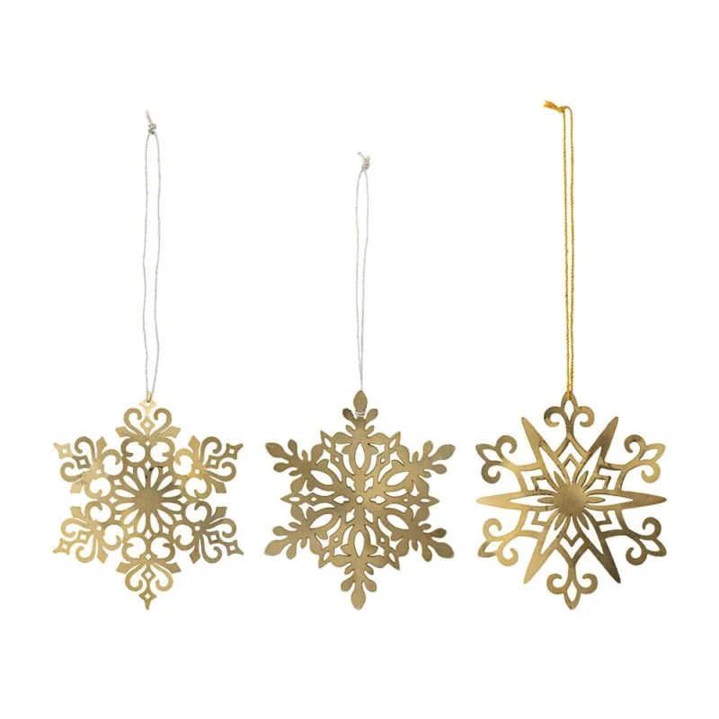 Bloomingville Mani Weihnachtsanhänger Gold Metall 3er Set Christbaumschmuck