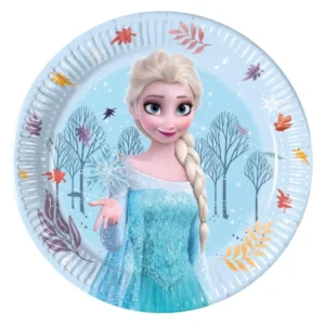 Assiettes en carton La Reine des Neiges Frozen Idyllic Wonder pour enfant bleu clair avec Elsa