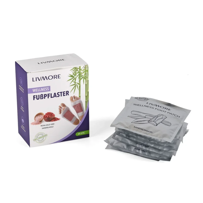 20er Set Detox Pflaster, 10 Stk. Sandalholz 10 Stk. Pink Salz, 10 Tage Kur, Sandalholz und Pink Salz