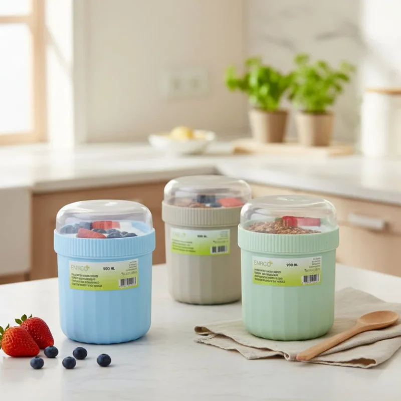 Joghurtbecher mit Löffel 900 ml - verschiedene Farben