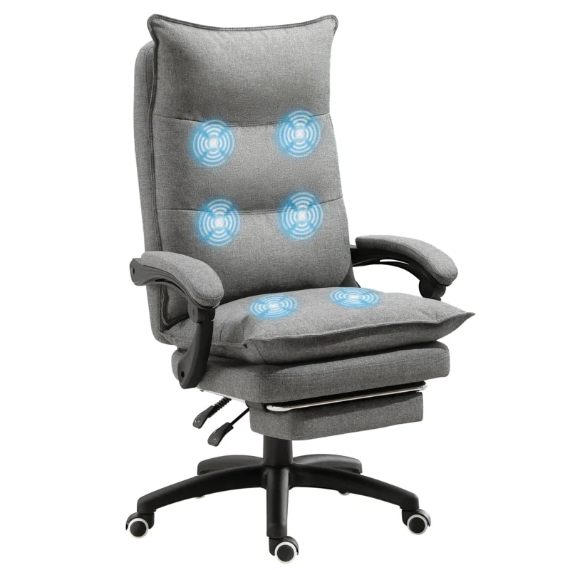 easycomfort easycomfort sedia da ufficio imbottita con 6 punti massaggianti altezza regolabile e rotelle 70x62x120 130 cm grigio