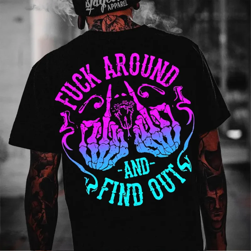 T-Shirt "AROUND AND FIN " schwarz
