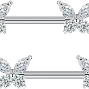 14G Nippel Piercing Schmetterlingsdiamant Herz Opal Katze