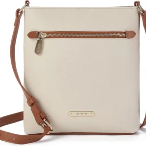 Damen Umhängetasche aus veganem Leder, Crossbody Schultertasche Beige