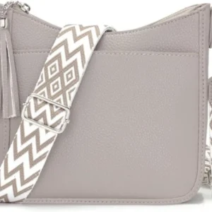 Kleine Umhängetasche Damen Crossbody Bag Veganes Leder Grau