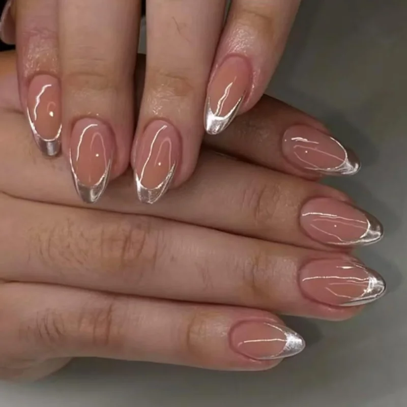 24 Stück Künstliche Nägel Aufkleben Press-on Nails Acryl Full Cover