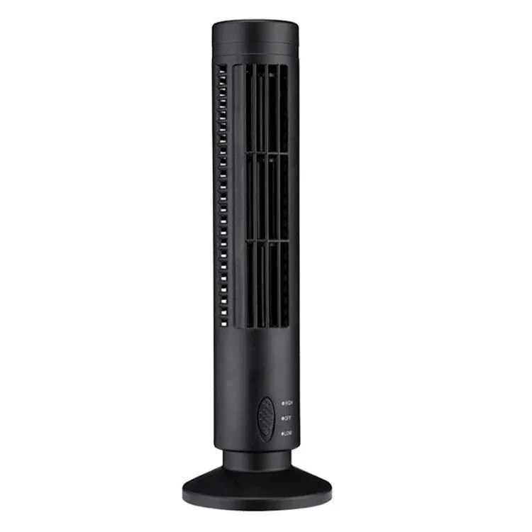 Tower Type USB Electric Fan Leafless Air-conditioning Fan(Black)-garmade.com