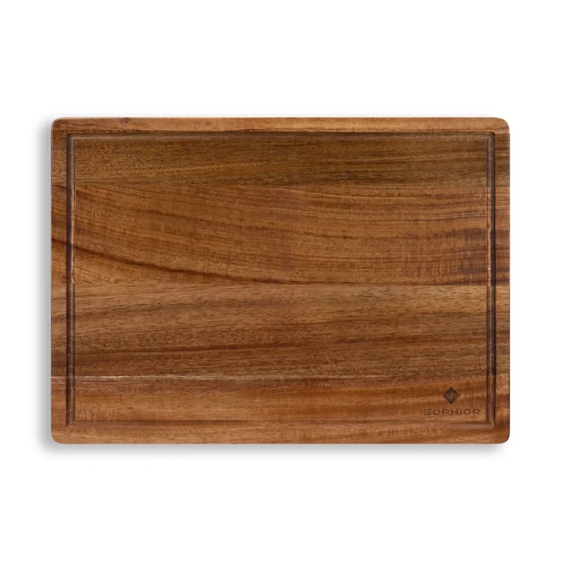 SOPHIOR Schneidebrett aus Akazienholz mit Saftrille - Groß 42x30x2,5cm