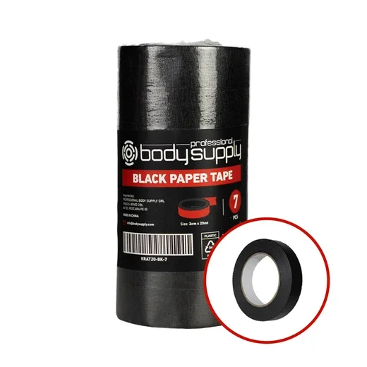 BodySupply Papierklebeband Schwarz 2 cm × 20 m – Tattoo Tape