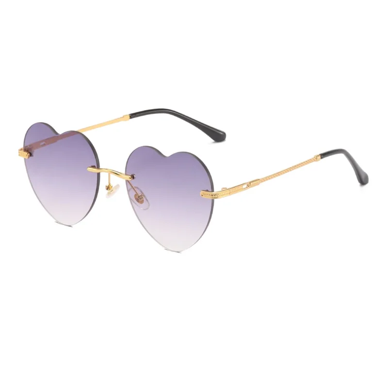 Damen Herzförmige Sonnenbrille mit verspiegelten Gläsern und goldenem Rahmen Karnz