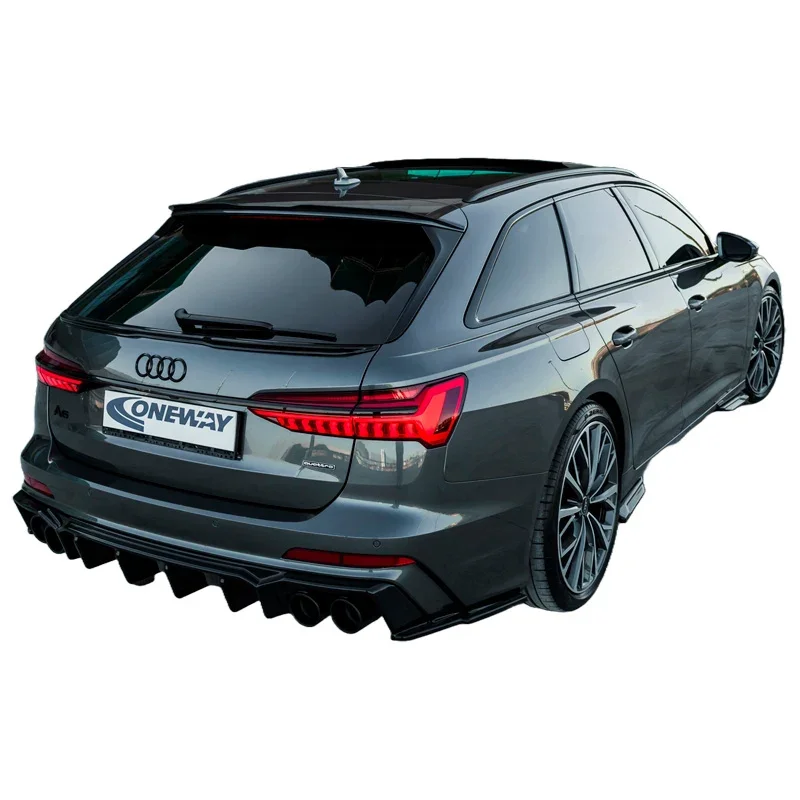 OneWay, Heckstoßstangen-Diffusor, glänzend schwarz, Passend für Audi A6 S-Line/S6 C8 (Sedan/Avant) 2018-, 'Sporty'