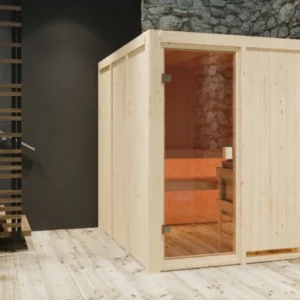 Karibu Innensauna "Sauna Hannah 3" 5 Personen 9 kW Bio-Kombi Ofen + Steuergerät HUUM WIFI