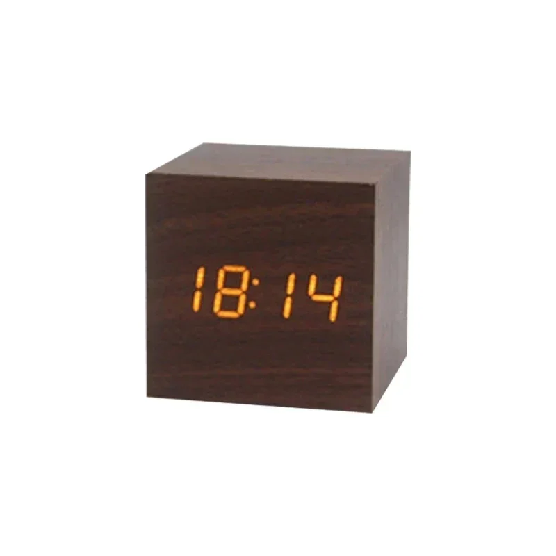 Hölzerner LED-Wecker mit Temperaturanzeige, digitaler Uhrzeit-Anzeige und minimalistischem Design – Perfekt für Schlafzimmer und Büro | Karnz