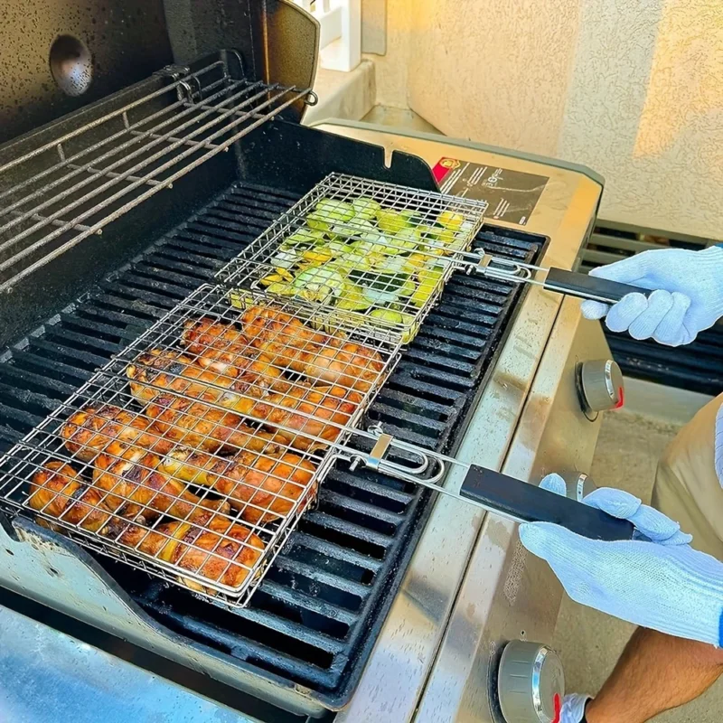 Grillaro Grillkorb | Faltbar & Antihaftbeschichtet | Edelstahl & Hitzebeständig | Für Fleisch & Gemüse