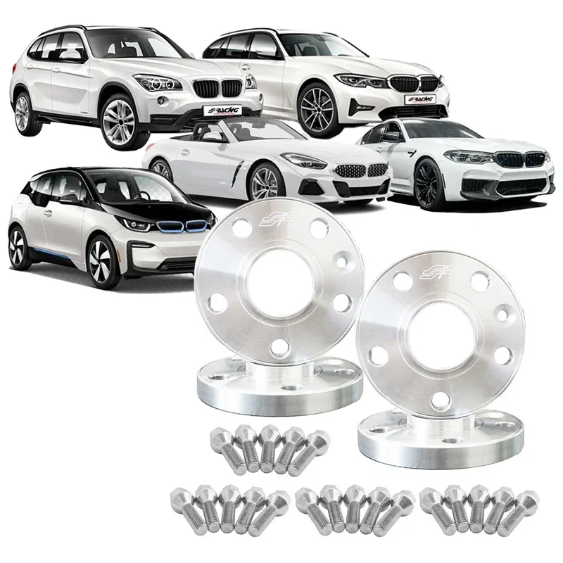 Simoni Racing, Aluminium-Spurverbreiterungs-Kit, 2x15 mm (VA) und 2x18 mm (HA), mit Radbolzen, passt zu BMW