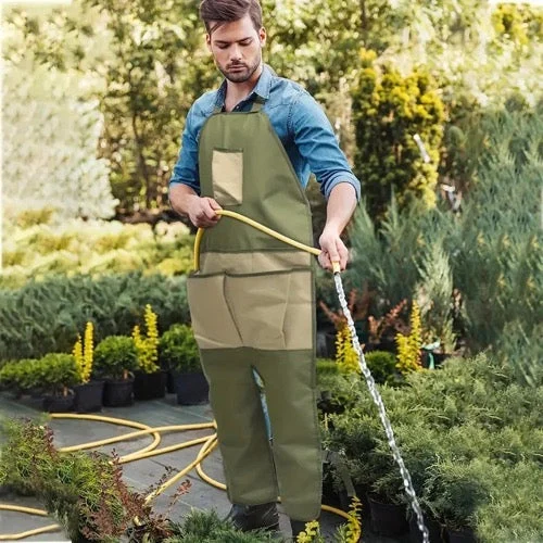 Professionelle Garten Beinschürze Extra Lang Robustes Oxford Gewebe mit Vielen Taschen Verstellbare Schnittschutzschürze für Gartenarbeit und Handwerk