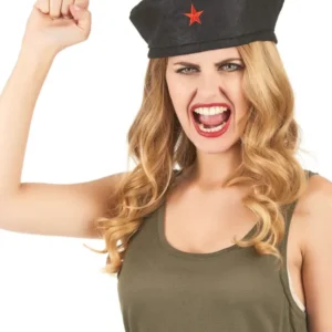 Béret Che Guevara pour adulte noir avec étoile rouge