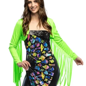Boléro à franges vert fluo pour femme vert fluo