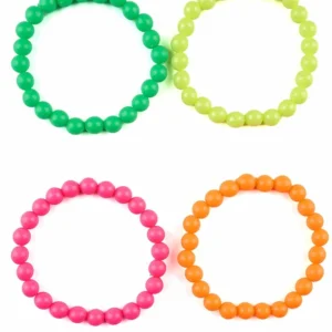 Bracelets lot de 4 multicolores pour adulte verts roses et orange