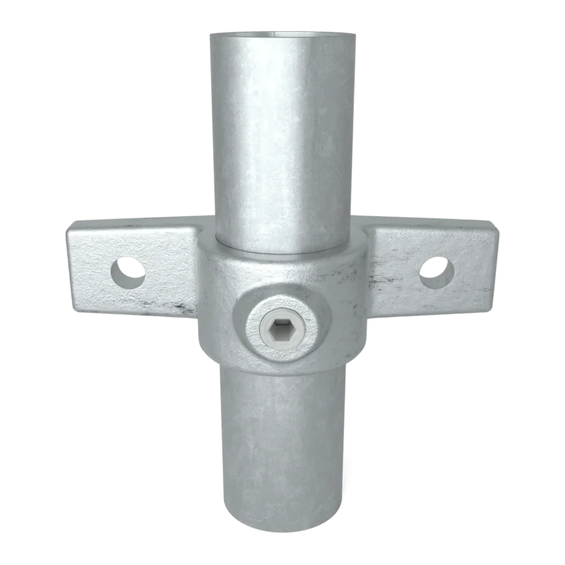 Rohrverbinder Ösenteil mit Doppellasche 48,3 mm - Vorderansicht mit Rohren (Rohr-verbinder.de)