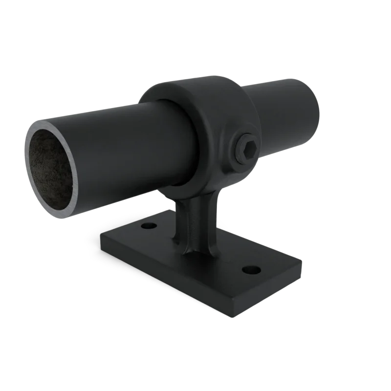 Rohrverbinder Handlaufhalterung - Schwarz für außen - 33,7 mm - Vorderansicht mit Rohren (Rohr-verbinder.de)