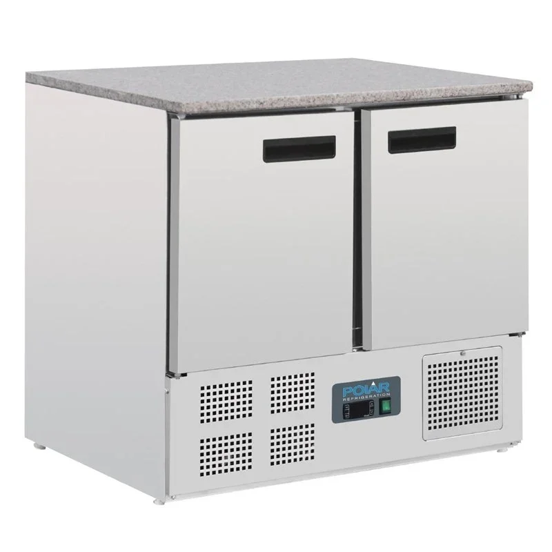Polar Serie G Thekenkühltisch mit Marmorarbeitsfläche 2-türig 240L