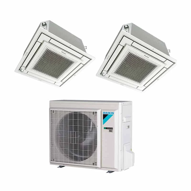 Daikin - Deckenkassette Euroraster (FFA‑A9 + BYFQ60CW Panel) Multisplit Klimaanlage 2 × Deckenkassette + Außeneinheit – 2 Innengeräte