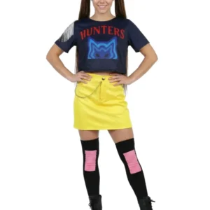 Déguisement miss Kpop pour adulte avec jupe jaune et haut bleu marine