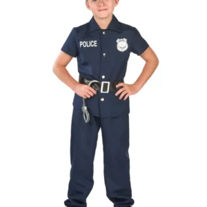 Déguisement policier à manches courtes pour enfant bleu marine avec casquette et menottes