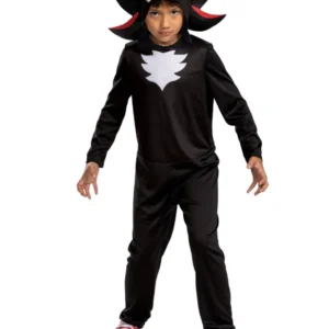 Déguisement Shadow Sonic™ pour enfant noir avec plastron blanc et capuche à pointes